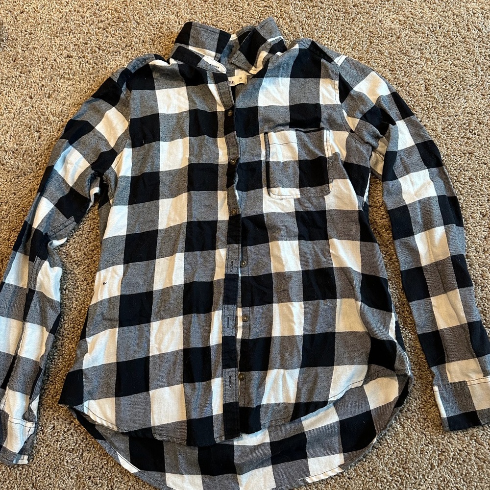 Hollister Black and‎ White Plaid Men's Shirt